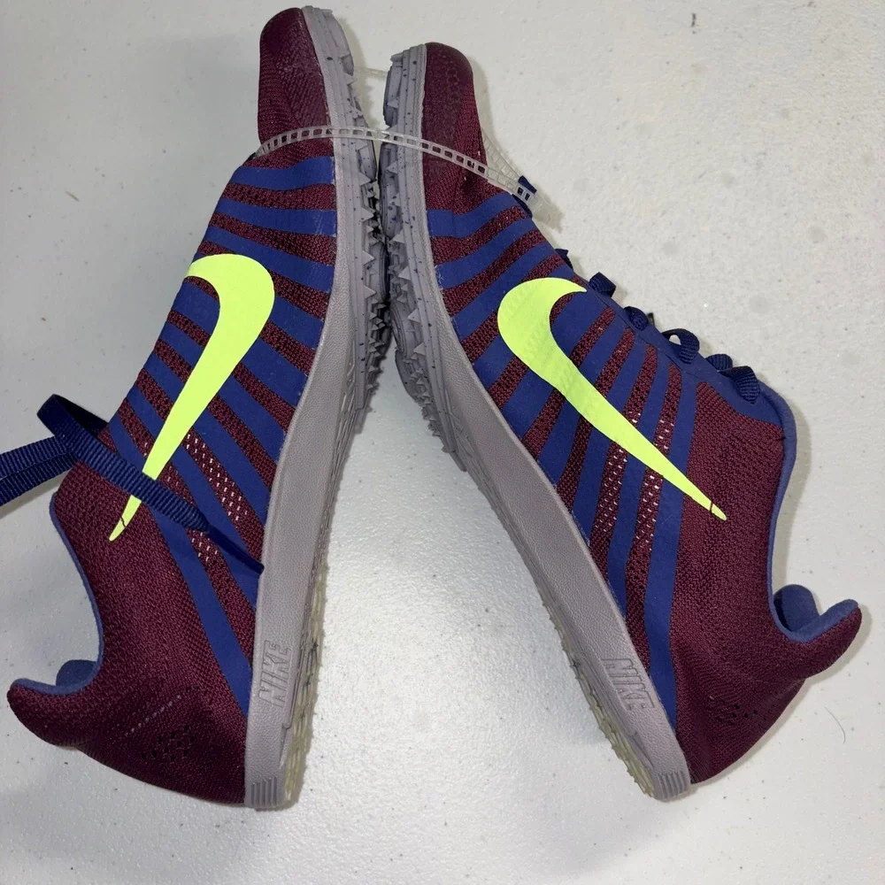 Nike Zoom Rival D 10 Track Spikes Bordeaux Purple Lime 819164-600 Mens 5